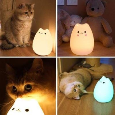 Cadeaux - Lampe LED veilleuse en soft silicone Chat et Ours - KELYS