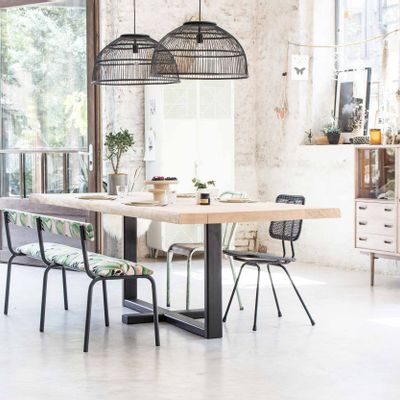 Tables Salle à Manger - Table ARLES en chêne live edge - pieds thermolaqués noirs - FOR ME LAB