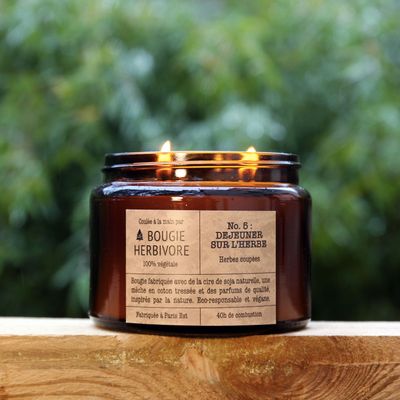 Objets de décoration - Bougie No. 5 : 400g - DEJEUNER SUR L'HERBE - Herbes coupées - LA BOUGIE HERBIVORE