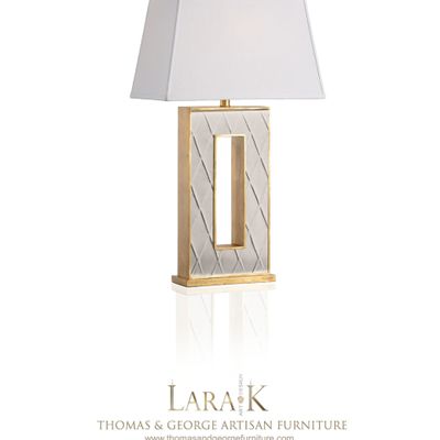 Table lamps - LK Custom Made Lamp with Hand Sculpted Leather - THOMAS & GEORGE ARTISAN FURNITURE