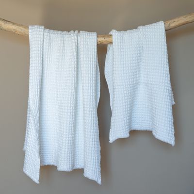 Autres linges de bain - Serviette de toilette coton Waffle blanche - MAISON D'ÉTÉ