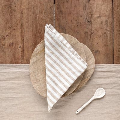 Napkins - Natural Striped linen napkin - MAGICLINEN