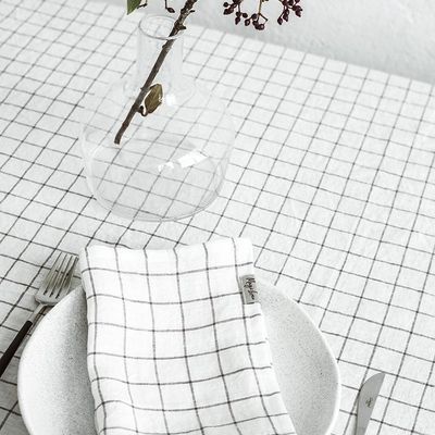 Napkins - Linen napkin in Charcoal Grid - MAGICLINEN