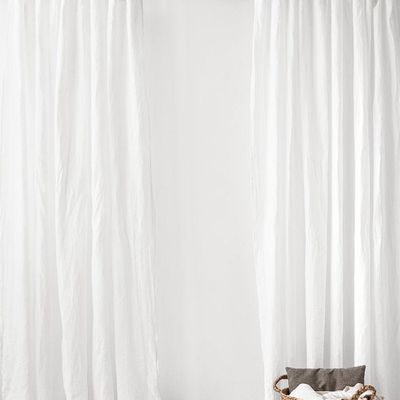 Curtains and window coverings - Tie top linen curtain panel in various colours - MAGICLINEN