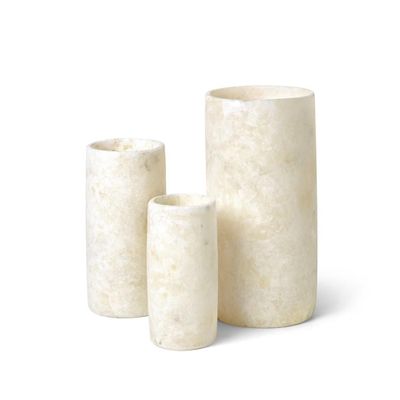 Decorative objects - Alabaster cylinder - Candlestick - SIROCCOLIVING APS