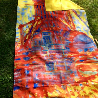 Garden textiles - Drap de bain imprimé en microfibre velours Frise végétale XVIIième siècle - OLDREGIME