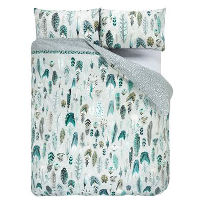 Bed linens - Quill Duck Egg Printed Cotton Percale Bedding Set - DESIGNERS GUILD