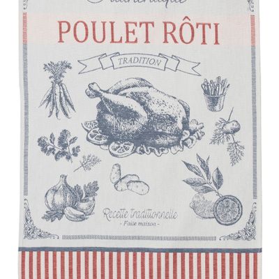 Tea towel - Roast Chicken - Cotton jacquard tea towel - COUCKE