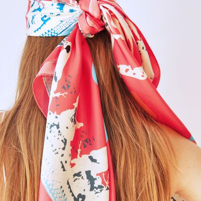 Scarves - Silk square LOVE Red 140 - MAISON BE PARISIAN