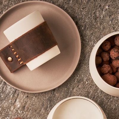 Mugs - Leather Handled Espresso Cup - ESMA DEREBOY HANDMADE PORCELAIN