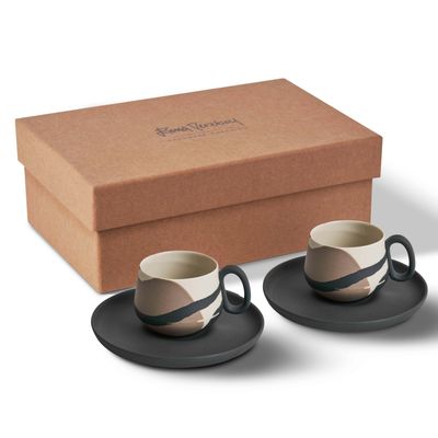 Tea and coffee accessories - Double color espresso cup - TUBE - ESMA DEREBOY HANDMADE PORCELAIN