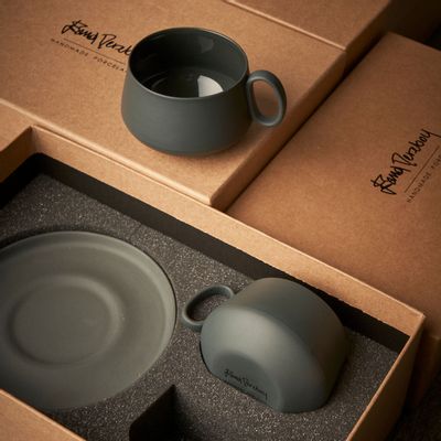 Tea and coffee accessories - TUBE Single Color Tea Cup - ESMA DEREBOY HANDMADE PORCELAIN