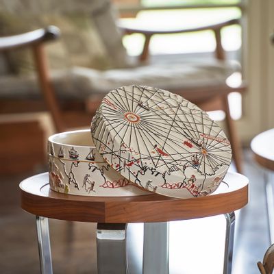 Coffrets et boîtes - Piri Reis Boîte en céramique à motif carte du monde - ESMA DEREBOY HANDMADE CERAMIC