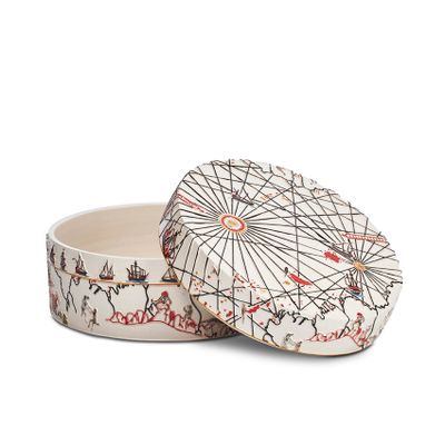 Coffrets et boîtes - Piri Reis Boîte en céramique à motif carte du monde - ESMA DEREBOY HANDMADE CERAMIC