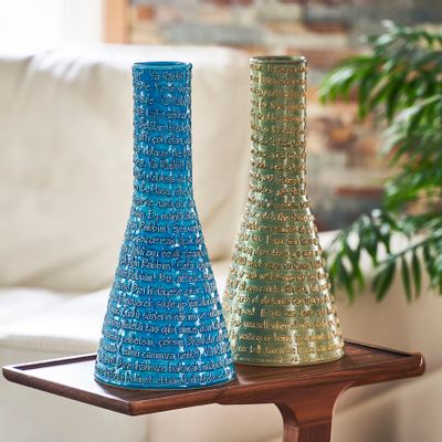 Vases - Mevlana Turquoise Bol et Vase - ESMA DEREBOY HANDMADE CERAMIC