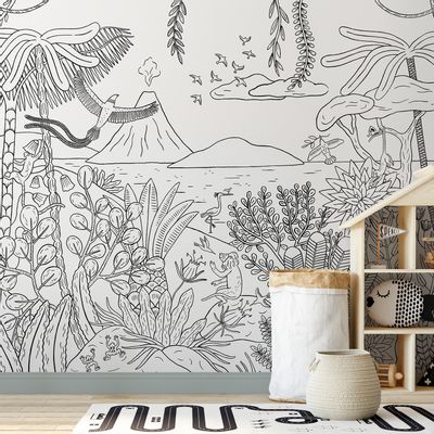 Objets déco enfant - MARAVILHAS - Papier peint panoramique  noir & blanc - MAISON BONAMI