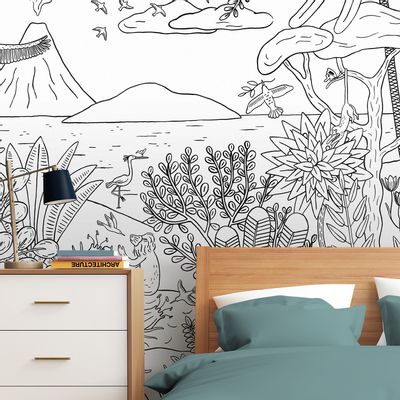 Objets déco enfant - MARAVILHAS - Papier peint panoramique  noir & blanc - MAISON BONAMI