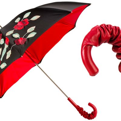 Leather goods - SPANISH-FEEL UMBRELLA WITH RED ROSES APPLICATIONS - PASOTTI