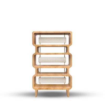 Bookshelves - Copacabana Bookcase in Natural Oak Venner and Brushed Brass Details - DUISTT