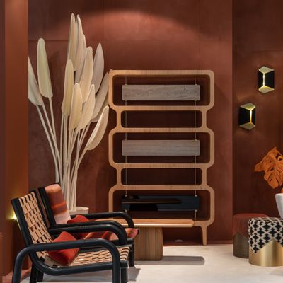 Bibliothèques - Copacabana Bibliothèque en Placage de Chêne Naturel et Détails en Laiton Brossé - DUISTT