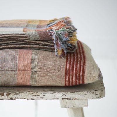 Coussins - Housse de coussin orange à rayures multiples - ML FABRICS
