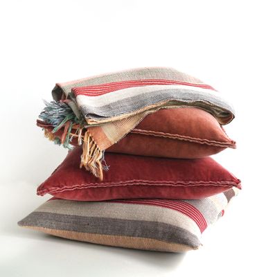 Cushions - Multi Stripe orange Cushion Cover - ML FABRICS