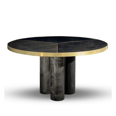 Dining Tables - Ray Table in Sikomoro Frise Structure and Brushed Brass Details - DUISTT