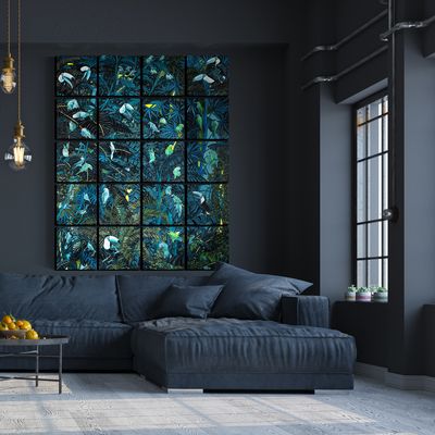 Aménagements pour bureau - TABLEAUX PEINTURES FRESQUE MURALE - Théâtre de nuit 20 x 50 x 50 cm - Acrylique sur toile - Maison Fétiche - MAISON FÉTICHE