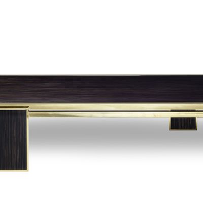 Coffee tables - James Coffee Table in Ebony Wood and Brass - DUISTT