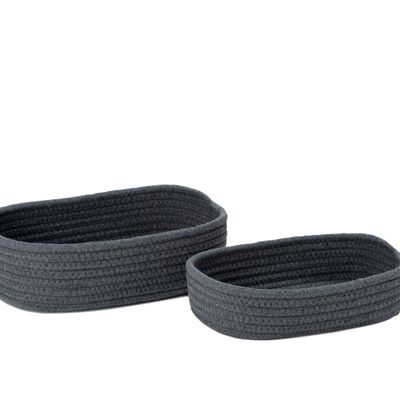 Caskets and boxes - Set of 2 grey polyester and cotton baskets BA70166 - ANDREA HOUSE