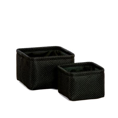 Caskets and boxes - Set of 2 black polyester baskets BA70167 - ANDREA HOUSE