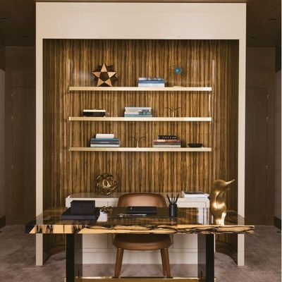 Chambres d'hôtels - Console Géométrie en Marqueterie d'Ebène Blanc et Détails en Laiton - DUISTT