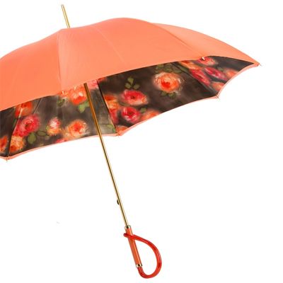 Objets design - PARAPLUIE DOUBLE FACE ORANGE AVEC FLEURS - PASOTTI