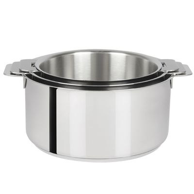 Plats et saladiers - Série de 3 casseroles inox 16, 18 et 20 cm Mutine amovible - CRISTEL