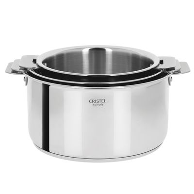 Casseroles - Série de 3 casseroles inox 18-10 16, 18 et 20cm Casteline Amovible - CRISTEL