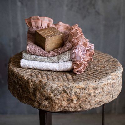 Bath towels - GITANE BATH TOWEL COTTON TERRY AND LINEN RUFFLES - BORGO DELLE TOVAGLIE