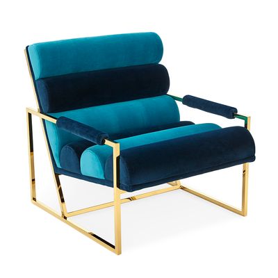 Armchairs - Channeled Goldfinger Lounge Chair - Navy/Teal - JONATHAN ADLER