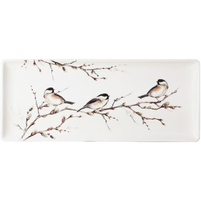Platter and bowls - Oblong serving tray - Oiseaux de la Forêt - GIEN