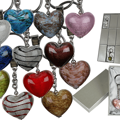 Jewelry - Keyring, glass heart - OUT OF THE BLUE
