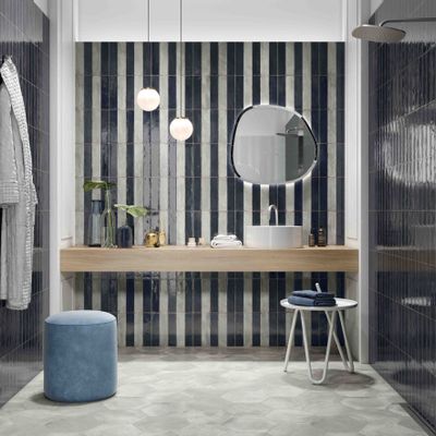 Revêtements sols intérieurs - SERIE TROPICAL BIANCO ET BLU 6X25 ET HEXAGONE GRIGIO - ELIOS CERAMICA BY ITALCER GROUP