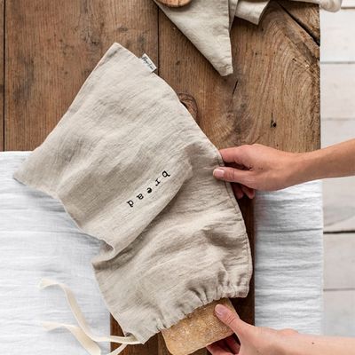 Kitchen linens - Printed linen bread bag for food storage - MAGICLINEN