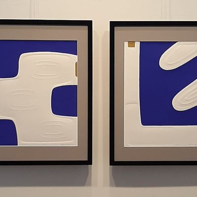 Tableaux - Gravure et gaufrage 45 cm x 60 cm bleu - FOUCHER-POIGNANT