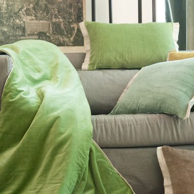 Coussins textile - Coussin Médicis en velours de coton et lin. - EN FIL D'INDIENNE...