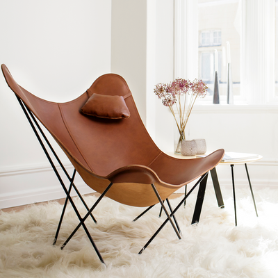 Objets design - Pampa Mariposa (fauteuil cuir) - Structure Noire - CUERO