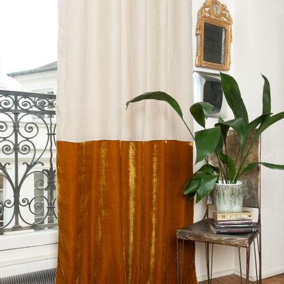 Rideaux et voilages - FORTUNA DUO Rideau 140x300 cm en velours de soie et lin - EN FIL D'INDIENNE...