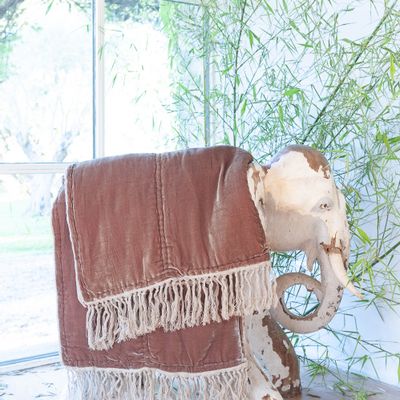 Throw blankets - Silk velvet plaid Fortuna 100x250 cm - EN FIL D'INDIENNE...