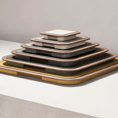 Objets design - LLOYD PLATEAUX EN CUIR ET BOIS - GIOBAGNARA