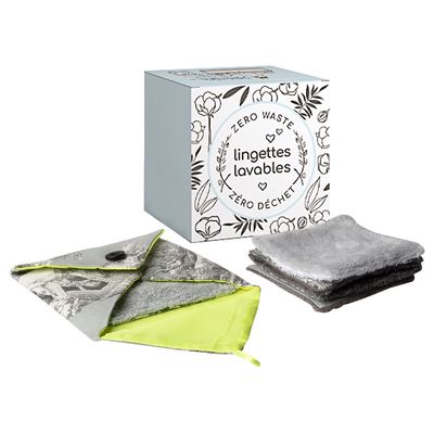 Panière avec lingettes lavables assorties Eucalyptus