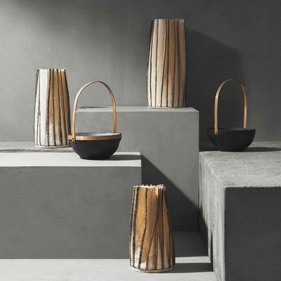 Bowls - Washable Paper Stitched Vase (Natural) - INDIGENOUS
