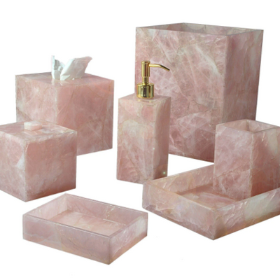Decorative objects - Taj rose Quartz vanity tray - MIKE + ALLY